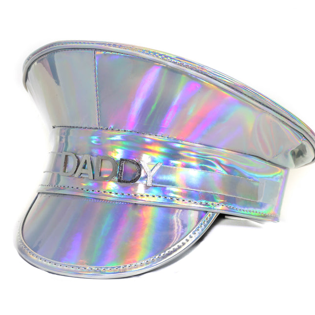 HTR204RN-SIL  RAINBOW HOLOGRAPHIC NAME HAT