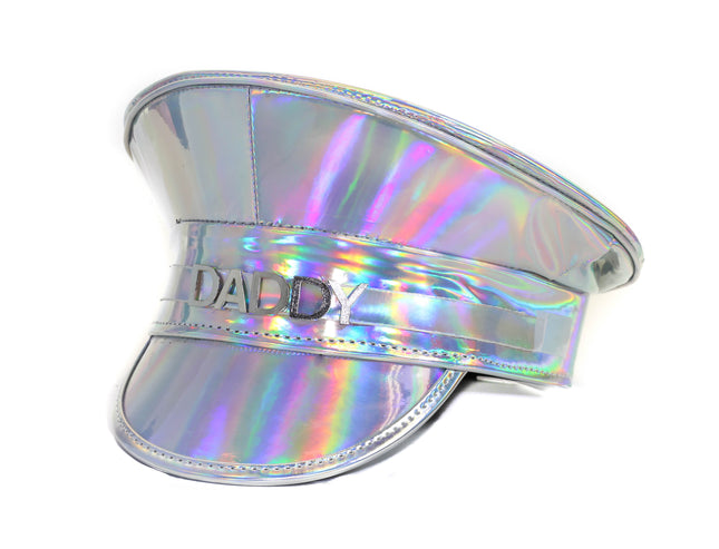 HTR204RN-SIL  RAINBOW HOLOGRAPHIC NAME HAT