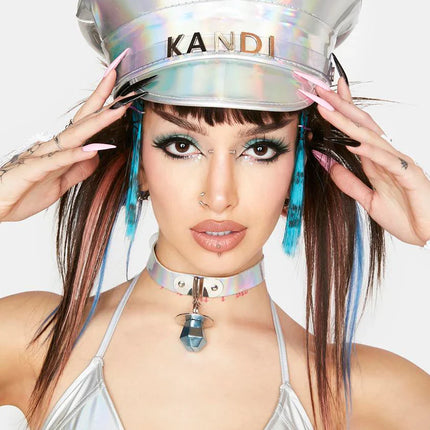 HTR204RN-SIL  RAINBOW HOLOGRAPHIC NAME HAT