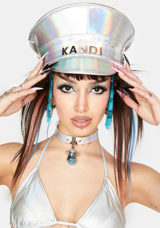 HTR204RN-SIL  RAINBOW HOLOGRAPHIC NAME HAT