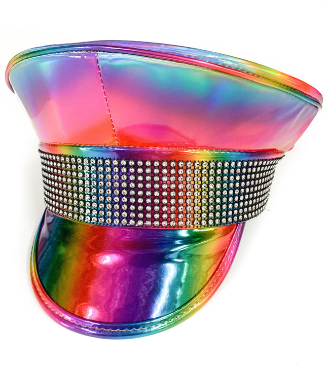 HTR211RN RHINESTONE RAINBOW CAPTAIN HAT