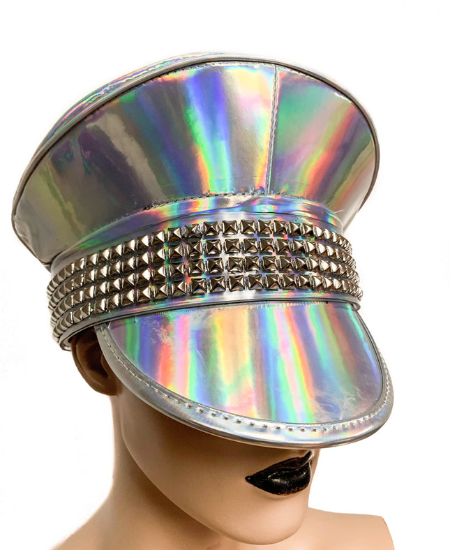 HTR212RN 4 ROW SMALL PYRAMID RAINBOW CAPTAIN HAT