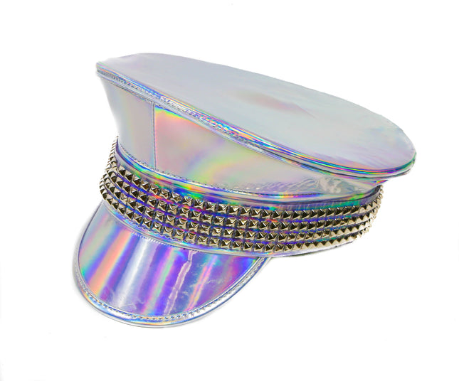 HTR212RN 4 ROW SMALL PYRAMID RAINBOW CAPTAIN HAT