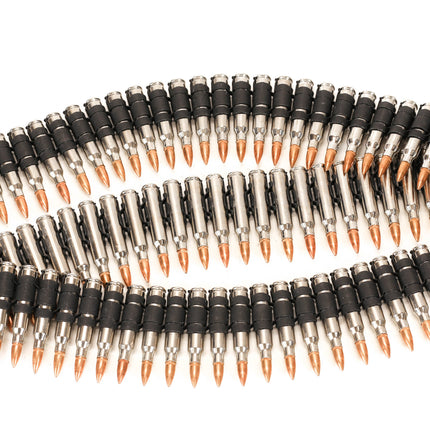 M16 NICKEL SHELL -COPPER TIPS  LINKED BULLET BELT