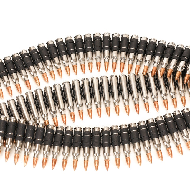 M16 NICKEL SHELL -COPPER TIPS  LINKED BULLET BELT