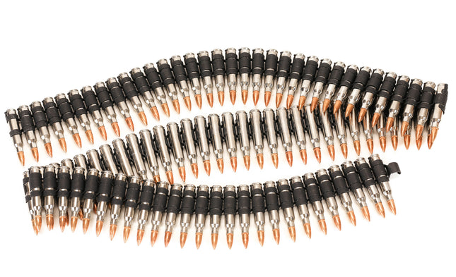 M16 NICKEL SHELL -COPPER TIPS  LINKED BULLET BELT