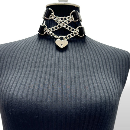 FCK653HT  HEART LOCK CHAIN CHOKER DOUBL BUCKLE