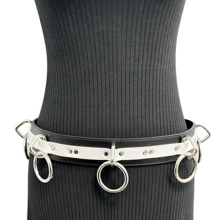BT562BLK-WHT   LARGE O RING STRAPPED BONDAGE BELT