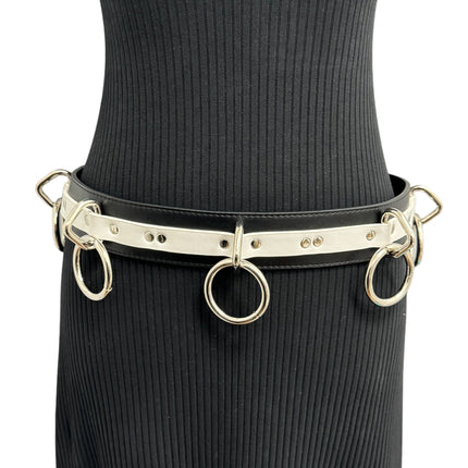BT562BLK-WHT   LARGE O RING STRAPPED BONDAGE BELT