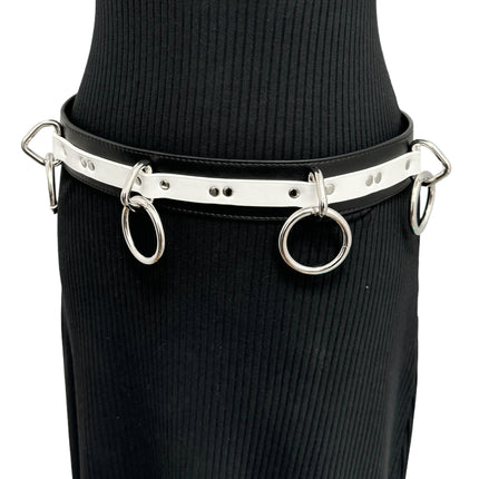 BT562BLK-WHT   LARGE O RING STRAPPED BONDAGE BELT