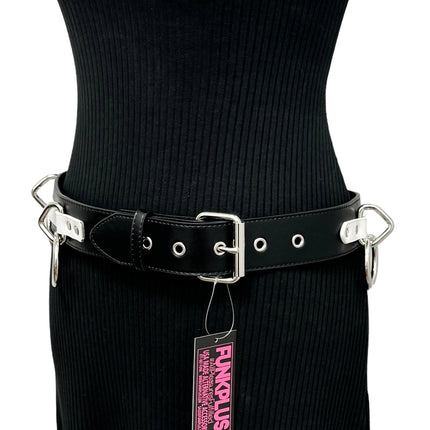 BT562BLK-WHT   LARGE O RING STRAPPED BONDAGE BELT