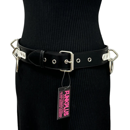 BT562BLK-WHT   LARGE O RING STRAPPED BONDAGE BELT