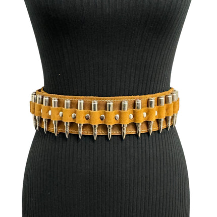 WBT121BRN -BRS  STUDDED WOMENS  BULLET WAIST BELT