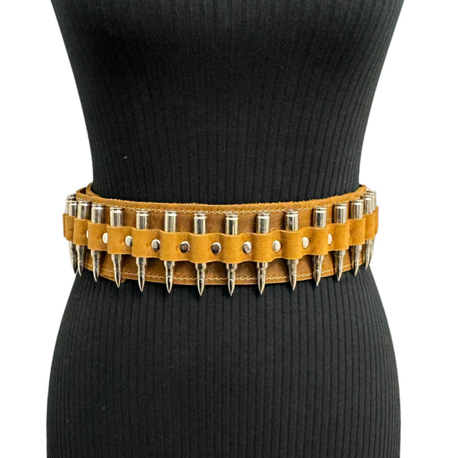 WBT121BRN -BRS  STUDDED WOMENS  BULLET WAIST BELT