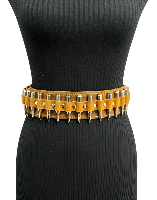 WBT121BRN -BRS  STUDDED WOMENS  BULLET WAIST BELT