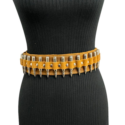 WBT121BRN -BRS  STUDDED WOMENS  BULLET WAIST BELT
