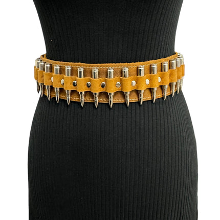 WBT121BRN -BRS  STUDDED WOMENS  BULLET WAIST BELT