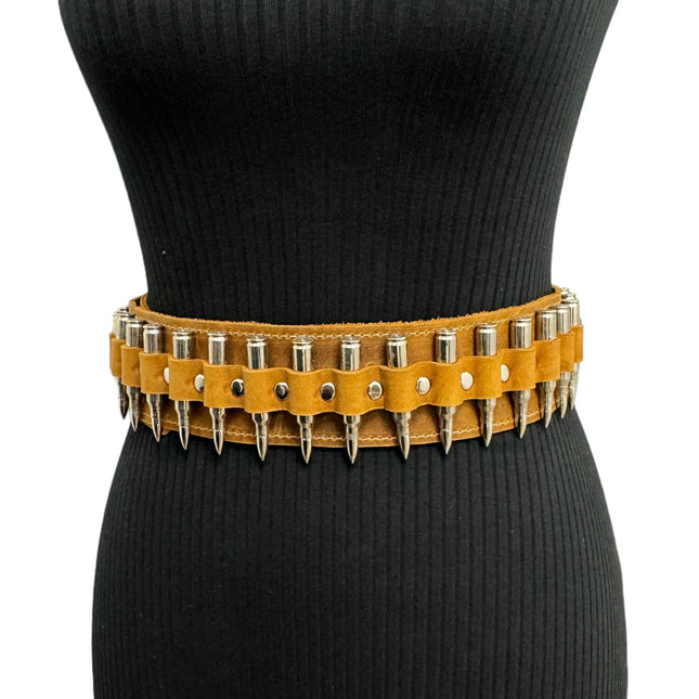 WBT121BRN -BRS  STUDDED WOMENS  BULLET WAIST BELT