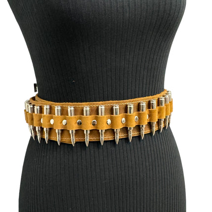 WBT121BRN -BRS  STUDDED WOMENS  BULLET WAIST BELT