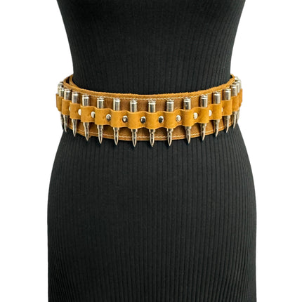 WBT121BRN -BRS  STUDDED WOMENS  BULLET WAIST BELT