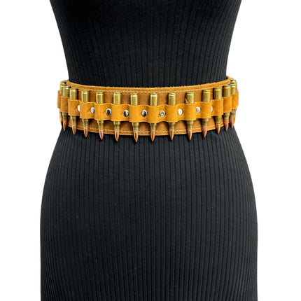 WBT121BRN -BRS  STUDDED WOMENS  BULLET WAIST BELT