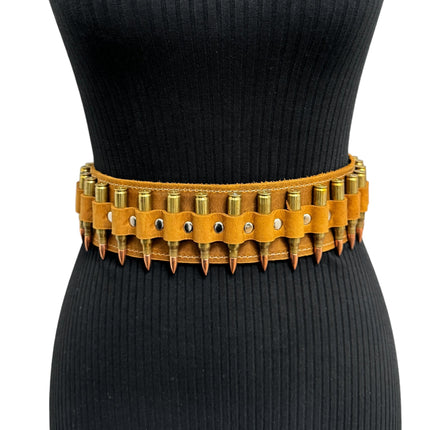 WBT121BRN -BRS  STUDDED WOMENS  BULLET WAIST BELT