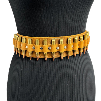 WBT121BRN -BRS  STUDDED WOMENS  BULLET WAIST BELT
