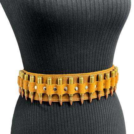 WBT121BRN -BRS  STUDDED WOMENS  BULLET WAIST BELT
