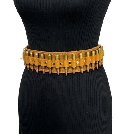 WBT121BRN -BRS  STUDDED WOMENS  BULLET WAIST BELT