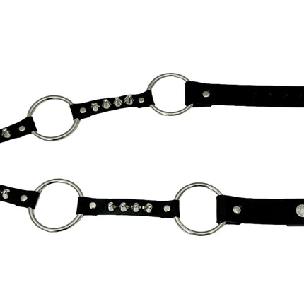 BT678  GENUINE LEATHER UK77 STUDDED 2" LARGE  SILVER RING LINK BELT