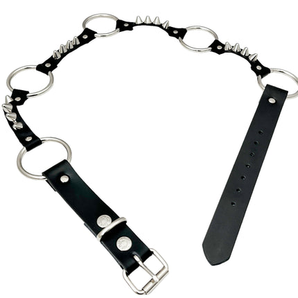 BT675 GENUINE LEATHER STUDDED 1 1/4" RING LINK BELT