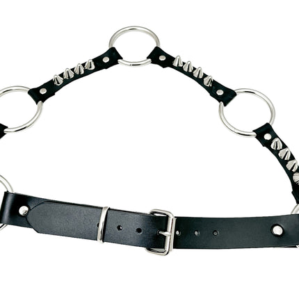 BT675 GENUINE LEATHER STUDDED 1 1/4" RING LINK BELT