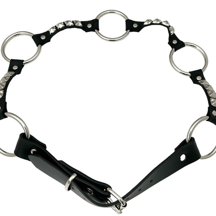 BT677  GENUINE LEATHER STUDDED 2" LARGE  SILVER RING LINK BELT