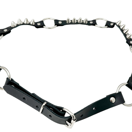 BT678  GENUINE LEATHER UK77 STUDDED 2" LARGE  SILVER RING LINK BELT