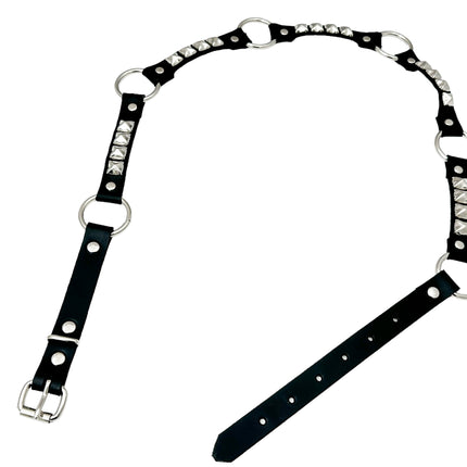 BT675 GENUINE LEATHER STUDDED 1 1/4" RING LINK BELT