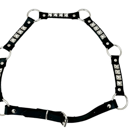BT675 GENUINE LEATHER STUDDED 1 1/4" RING LINK BELT