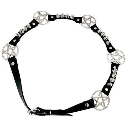 BT672 PENTAGRAM UK 77 STUDDED LINK BELT GENUINE LEATHER