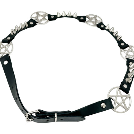 BT672 PENTAGRAM UK 77 STUDDED LINK BELT GENUINE LEATHER
