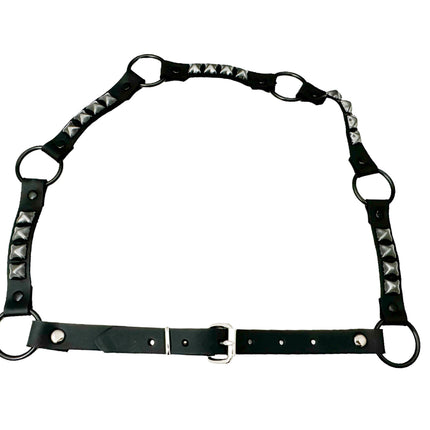 BT675-BS  GENUINE LEATHER STUDDED 1 1/4" BLACK RING LINK BELT