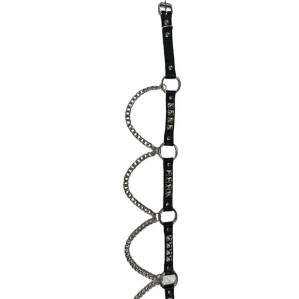 BT675-BS  GENUINE LEATHER STUDDED 1 1/4" BLACK RING LINK BELT