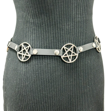 BT684 LARGE PENTAGRAM RING GEUINE LEATHER LARGE RIVER  LINK BELT