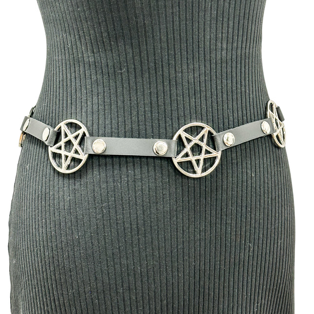 BT684 LARGE PENTAGRAM RING GEUINE LEATHER LARGE RIVER  LINK BELT