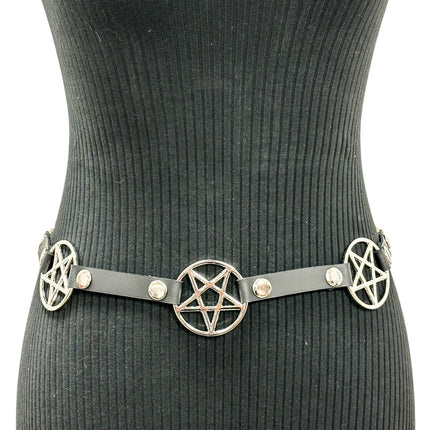 BT684 LARGE PENTAGRAM RING GEUINE LEATHER LARGE RIVER  LINK BELT