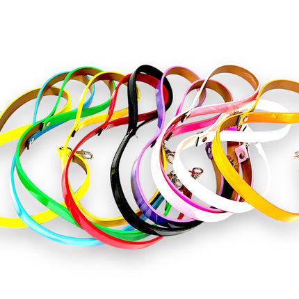 LS400P  LEASH PATENT SHINY NEION  VEGAN STRAPPED TRIGGER CLASP
