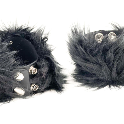 HC135 FUR BONDAGE LEATHER HANDCUFF