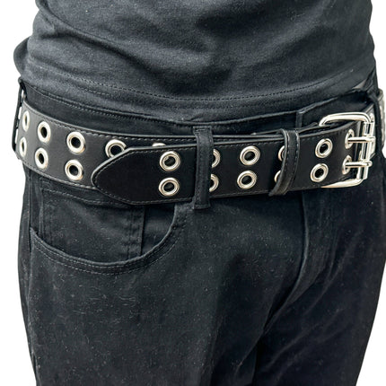BT145M  VEGAN  LEATHER BELT WITH 2 ROW 1" EYELETS GROMMET