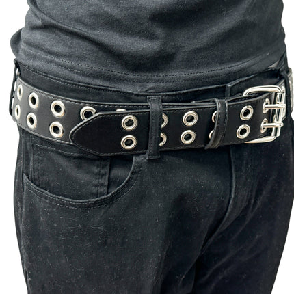 BT145M  VEGAN  LEATHER BELT WITH 2 ROW 1" EYELETS GROMMET