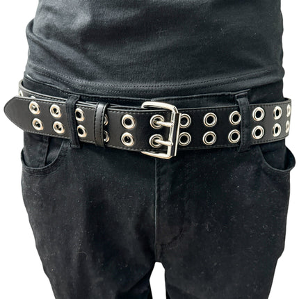 BT145M  VEGAN  LEATHER BELT WITH 2 ROW 1" EYELETS GROMMET