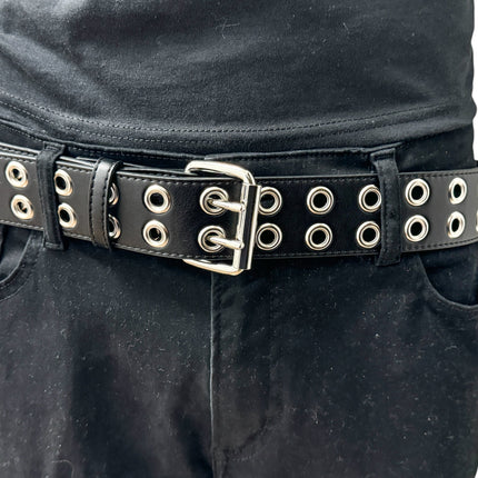 BT145M  VEGAN  LEATHER BELT WITH 2 ROW 1" EYELETS GROMMET