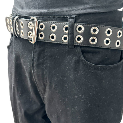 BT145M  VEGAN  LEATHER BELT WITH 2 ROW 1" EYELETS GROMMET